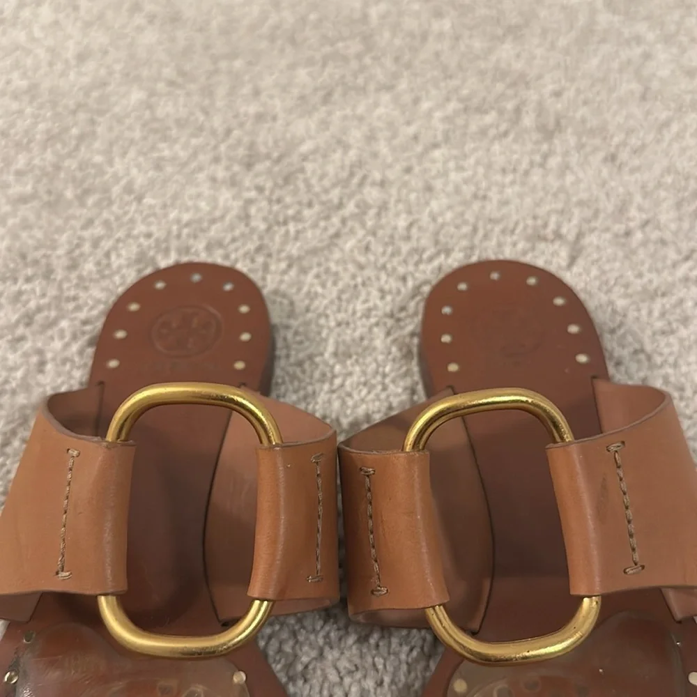 Tory Burch sandals slides leather brass - Picture 5 of 7